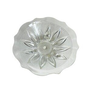 Clear Glass Sunflower Design Footed Dish For Decor Or Serving VTG Candy